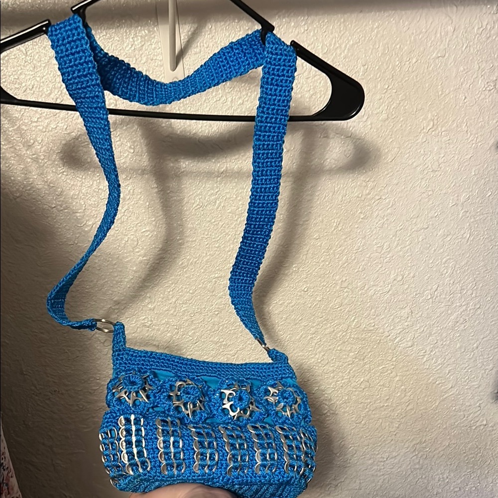 Blue Crochet Shoulder Bag